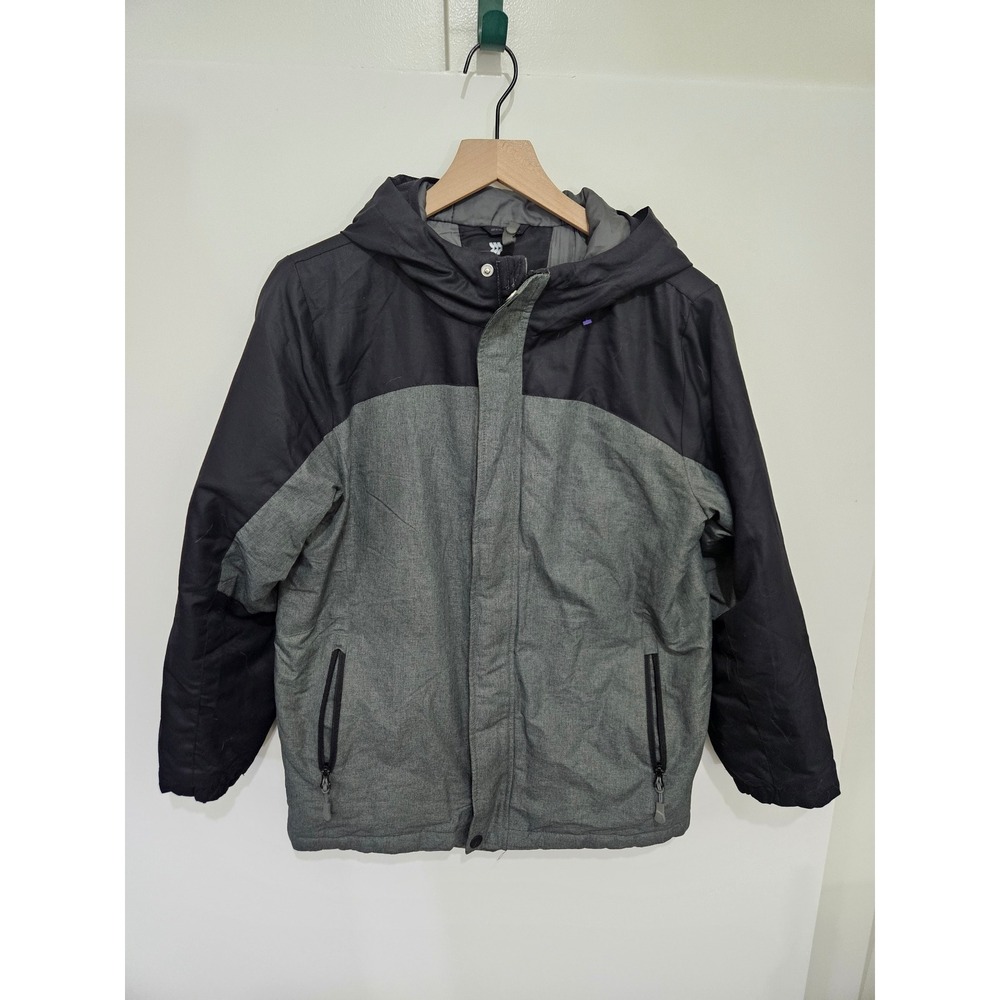 All in Motion Women XL 16 Hooded Jacket Water Wind Resistant Black Grey VN111979
